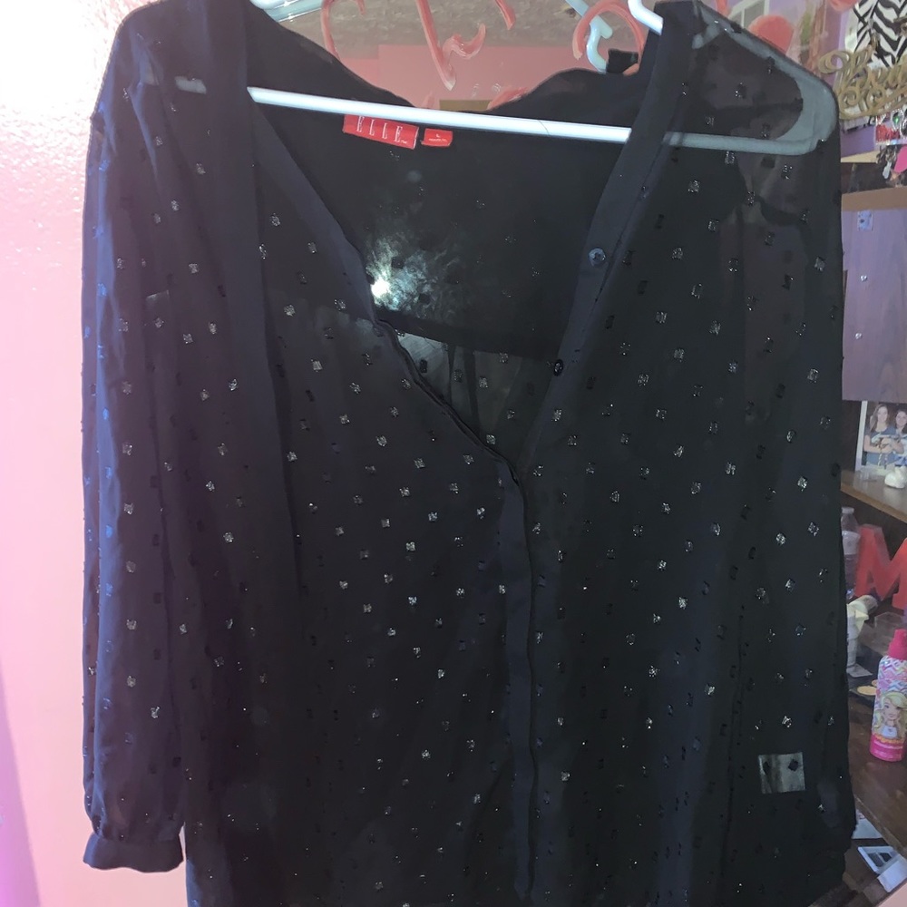 Cute low cut black shirt.